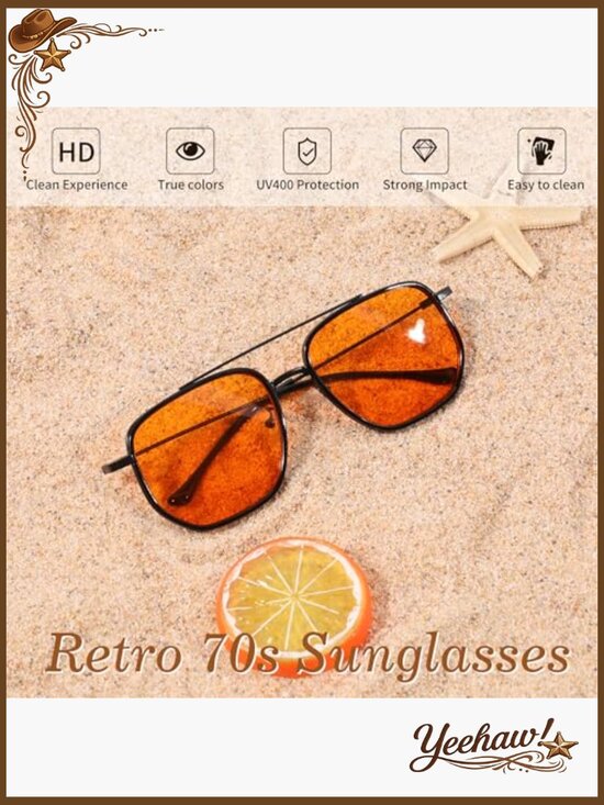 Retro Square Metal Frame Sunglasses UV Protection main image 5